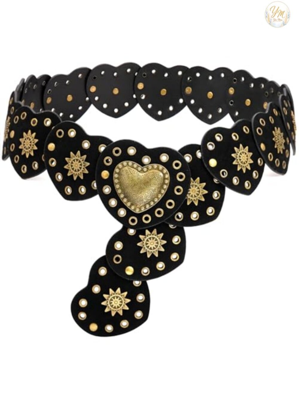 Wide Disc Belt PU Leather Metal Boho Vintage Western Style Adjustable Waist Belt